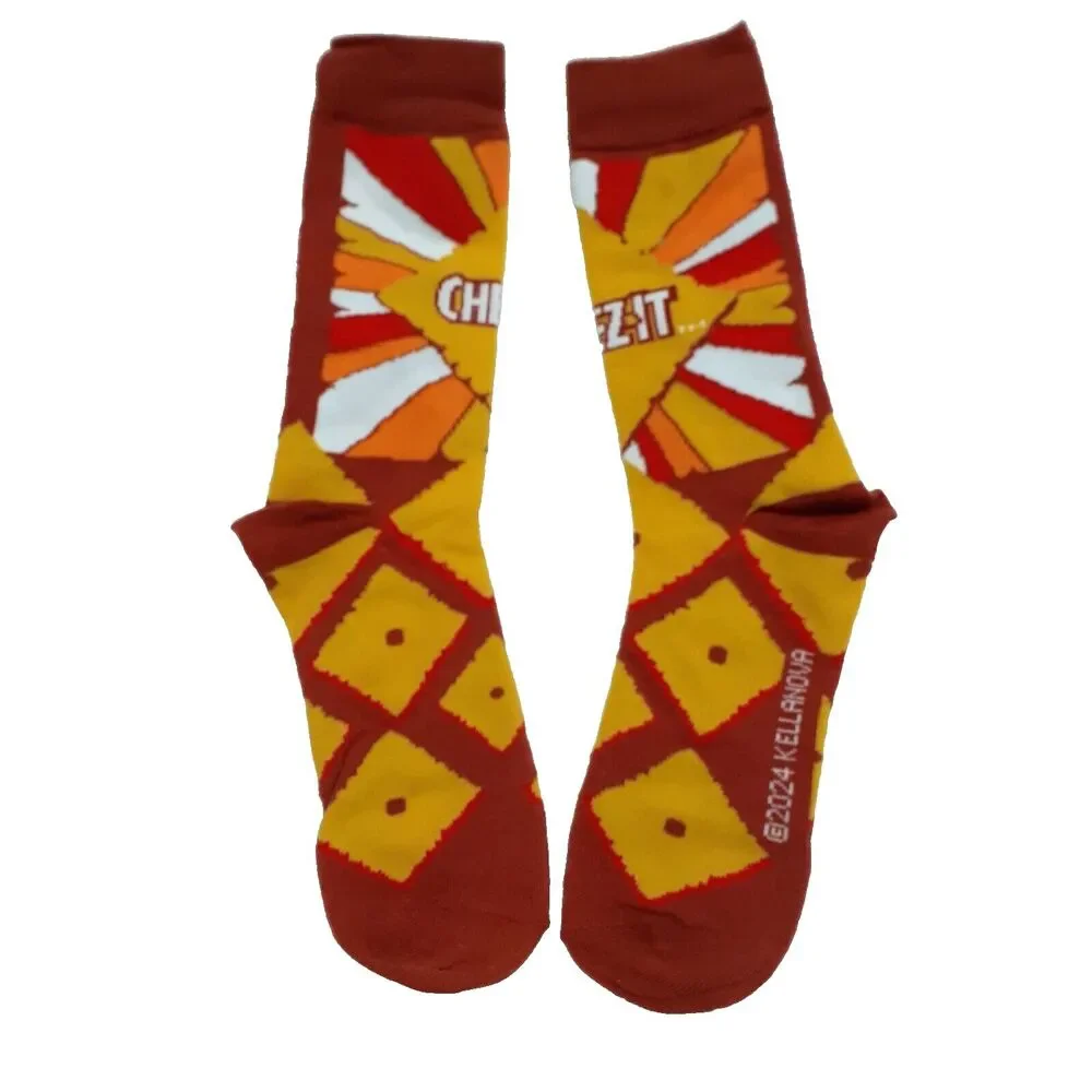 Cheez-It Crackers Snacks Novelty 2 Pair Adult Men Crew Socks Size 6-12 NWOT
